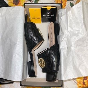 Valentino by Mario Valentino Black Afrodite Slide Sandals Size 6